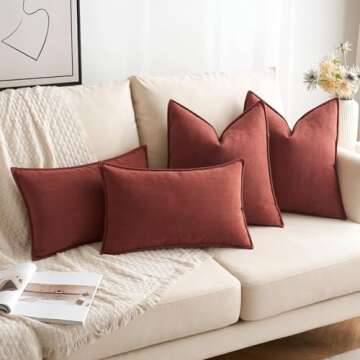 MIULEE Pack of 2 Rust Decorative Pillow Covers 20x20 Inch Soft Chenille Couch Throw Pillows Farmhouse Cushion Covers with Elegant Design for Sofa Bedroom Living Room Boho Home Decor