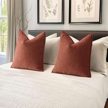 MIULEE Pack of 2 Rust Decorative Pillow Covers 20x20 Inch Soft Chenille Couch Throw Pillows Farmhouse Cushion Covers with Elegant Design for Sofa Bedroom Living Room Boho Home Decor