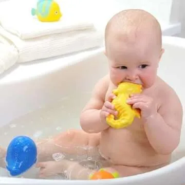 caaocho Pure Natural Rubber Bath Toy - Nalu The Seahorse Baby Toy - Hole Free Bath Toys, BPA Free Ba...