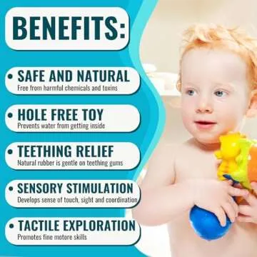 caaocho Pure Natural Rubber Bath Toy - Nalu The Seahorse Baby Toy - Hole Free Bath Toys, BPA Free Bath Toys for Infants, Without Holes Sealed Natural Rubber Baby Toy