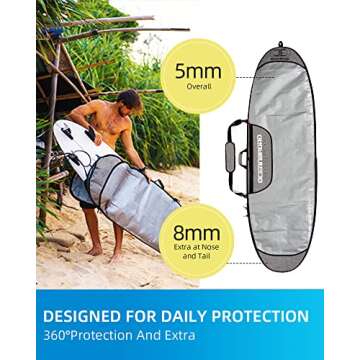 OCEANBROAD 9'0 Surfboard Longboard Bag with Protection