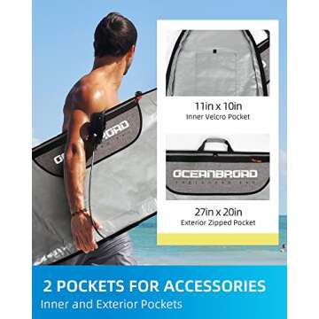 OCEANBROAD 9'0 Surfboard Longboard Bag with Protection