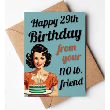 Funny Birthday Cards for Women - Handmade Unique Gift