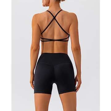 ABOCIW Workout Sets for Women Sexy Twist Front Cross Back Sports Bra & High Waist Biker Shorts