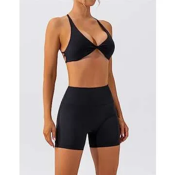 Stylish ABOCIW Women's Workout Set - Twist Front Bra & Shorts