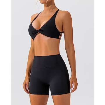 Stylish ABOCIW Women's Workout Set - Twist Front Bra & Shorts