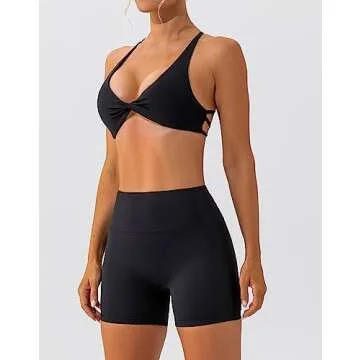 Stylish ABOCIW Women's Workout Set - Twist Front Bra & Shorts