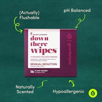 Goodwipes Down There Feminine Hygiene Wipes – Soothing, Cleansing, Flushable Wipes for Period, Pre...