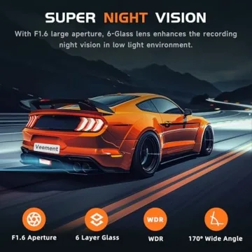 VEEMENT 2.5K Mini Dash Cam with WiFi and APP Access
