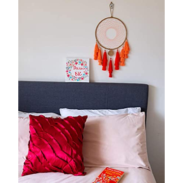 Boho Fall Dream Catcher with Vibrant Amber Tassels