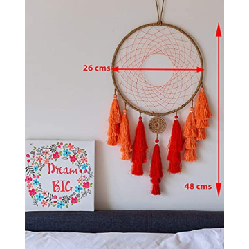 Boho Fall Dream Catcher with Vibrant Amber Tassels