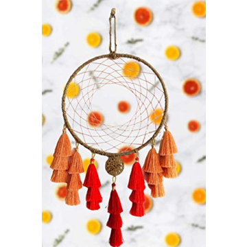 Boho Fall Dream Catcher with Vibrant Amber Tassels