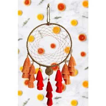 Boho Fall Dream Catcher with Vibrant Amber Tassels