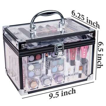SHANY Carry All Trunk Makeup Train Case with Re-usable Aluminum Makeup Storage Case. Non Toxic Color Make up Set with Eye palettes, Blushes,Makeup Powders, Manicure, Pedicure and Makeup Brushes.