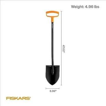 Fiskars D-Handle Digging Shovel - Heavy Duty Gardening Tool with 46" Straight D-Handle - Lawn and Yard Tools - Black/Orange