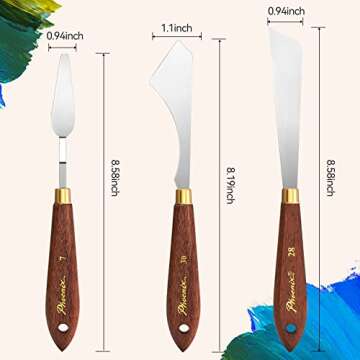 3 Pieces Palette Knife Set Stainless Steel Spatula palette knife for oil painting acrylic painting, Lightwish Painting Knife with Wood Handle for Artist Painting supplies