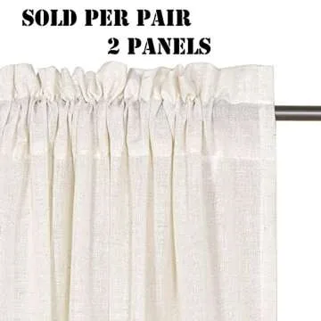 Linen Curtains Elegant Natural Linen Blended Curtains Energy Efficient Light Filtering / Rod Pocket ...