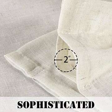 Linen Curtains Elegant Natural Linen Blended Curtains Energy Efficient Light Filtering / Rod Pocket Window Treatments Panels / Drapes for Livingroom (Set of 2, Ivory, 52 inch W X 84 inch L)