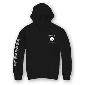 Riot Society Panda Rose Mens Graphic Pullover Hoodie Sweatshirt, Perfect Sweater for the Champion to Wear Into the AM - Black, Medium