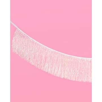 xo, Fetti White Iridescent Fringe Banner - 5 Ft. | Bachelorette Party Decorations, Birthday Party Decor, Baby Shower Supplies, Photo Booth Banner Backdrop