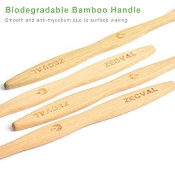Zecval Bamboo Toothbrushes Pack of 8 - Eco-Friendly & Biodegradable