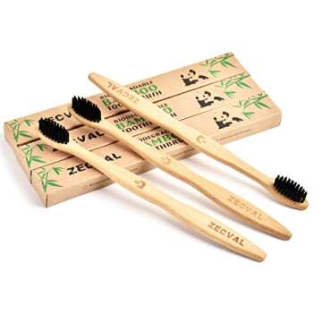 Zecval Bamboo Toothbrushes Pack of 8 - Eco-Friendly & Biodegradable