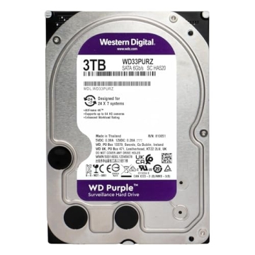 Western Digital 3TB WD Purple Surveillance Internal Hard Drive HDD - SATA 6 Gb/s, 256 MB Cache, 3.5"...