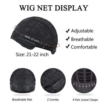 KEAT Curly Wigs for Black Women 14" Short Kinky Curly Wig with Bangs Afro Black Curly Wigs for African American Cute Natural Synthtic Soft Wigs K001BK