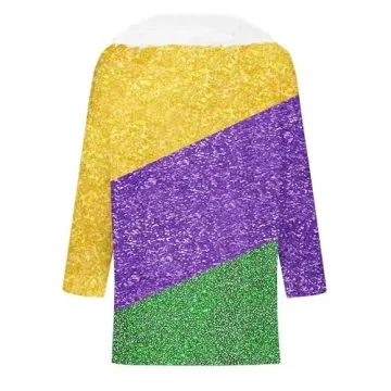 Plus Size Purple Mardi Gras Shirt for Women 2024