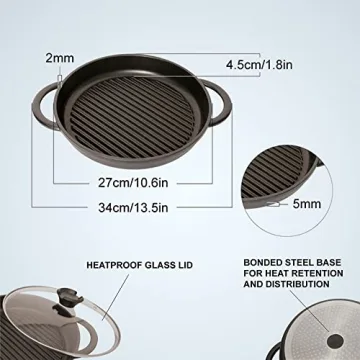 Jean Patrique Lightweight Cast Aluminum Griddle Pan with Lid