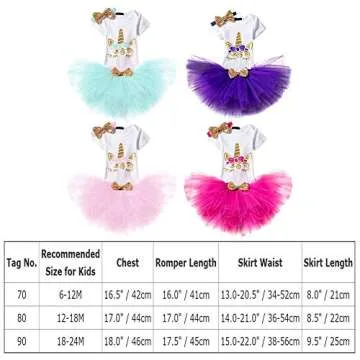 Baby Girls Unicorn 1st Birthday Outfit Summer Short Sleeve Romper + Ruffle Tulle Skirt + Sequin Bow Headband First Halloween Cake Smash Party Tutu Dress Clothes 3pcs Set for Photo Shoot Blue 6-12M