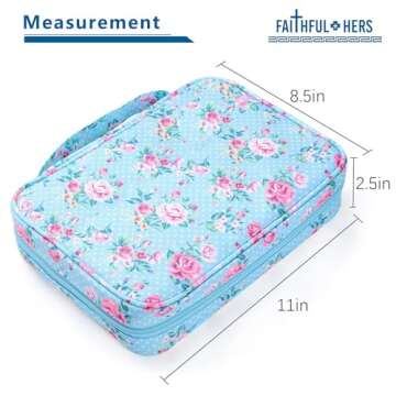 Bible Covers Case for Women Medium Large Bible Carrying Cases Holder 11“x8.5”x2.5" Floral Bible Book Carrier Tote Bags with Pockets Handles Zipper Christian Accessories Gifts