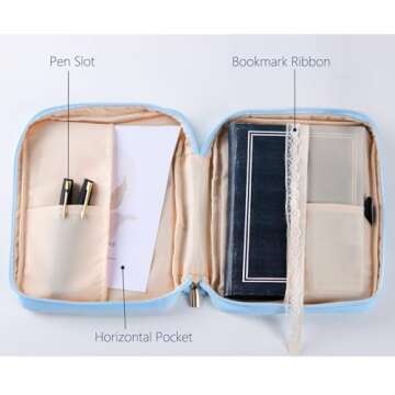 Bible Covers Case for Women Medium Large Bible Carrying Cases Holder 11“x8.5”x2.5" Floral Bible Book Carrier Tote Bags with Pockets Handles Zipper Christian Accessories Gifts