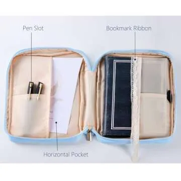 Bible Covers Case for Women Medium Large Bible Carrying Cases Holder 11“x8.5”x2.5" Floral Bible Book Carrier Tote Bags with Pockets Handles Zipper Christian Accessories Gifts