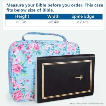 Bible Covers Case for Women Medium Large Bible Carrying Cases Holder 11“x8.5”x2.5" Floral Bible Book Carrier Tote Bags with Pockets Handles Zipper Christian Accessories Gifts