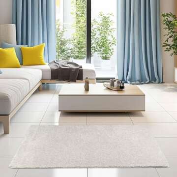 Ambiant Pet Friendly Off White Area Rug - Soft & Stylish 3' Square for Indoor Use