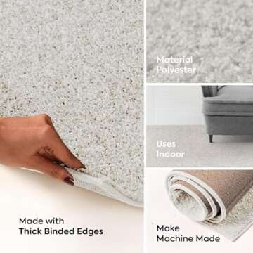 Ambiant Pet Friendly Off White Area Rugs for Home