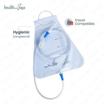 HealthAndYoga™ MovNFlo Super Economical Enema Bag Kit (2 Quart) - 2 pcs - BPA and Latex Free - Foldable and Compact - Travel Compatible for Fleet Enema Anal Douche (2 Pieces)