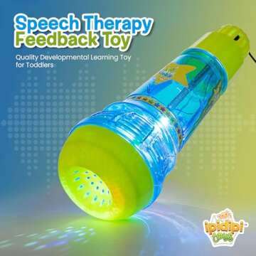 IPIDIPI TOYS Echo Microphone for Kids - Stocking Stuffers, Magic Microphone for Toddlers with Multicolored Flashing Light - Speech Therapy and Retro Gift Mic Toy for Boys (Blue/Yellow)