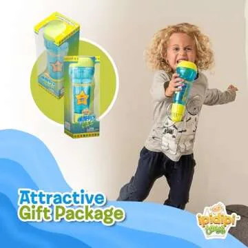 IPIDIPI TOYS Echo Microphone for Kids - Stocking Stuffers, Magic Microphone for Toddlers with Multicolored Flashing Light - Speech Therapy and Retro Gift Mic Toy for Boys (Blue/Yellow)