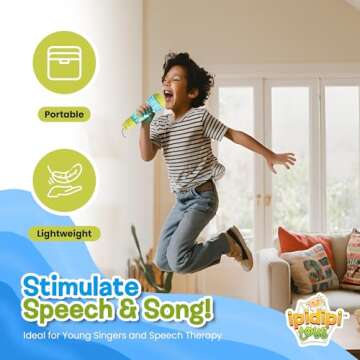 IPIDIPI TOYS Echo Microphone for Kids - Stocking Stuffers, Magic Microphone for Toddlers with Multicolored Flashing Light - Speech Therapy and Retro Gift Mic Toy for Boys (Blue/Yellow)