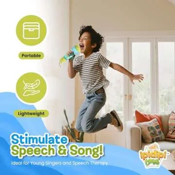 IPIDIPI TOYS Echo Microphone for Kids - Stocking Stuffers, Magic Microphone for Toddlers with Multicolored Flashing Light - Speech Therapy and Retro Gift Mic Toy for Boys (Blue/Yellow)