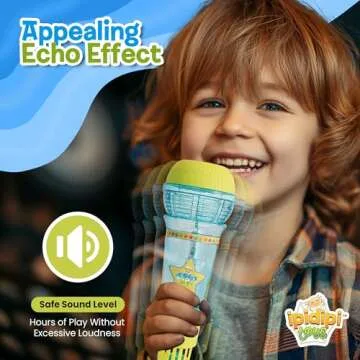 IPIDIPI TOYS Echo Microphone for Kids - Stocking Stuffers, Magic Microphone for Toddlers with Multicolored Flashing Light - Speech Therapy and Retro Gift Mic Toy for Boys (Blue/Yellow)