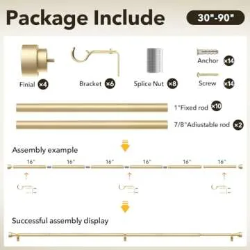 Gold Heavy Duty Curtain Rods Adjustable 48-84 Inch