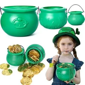 JOYIN 4PCS St.Patrick's Day Green Cauldrons Set - Festive Party Supplies