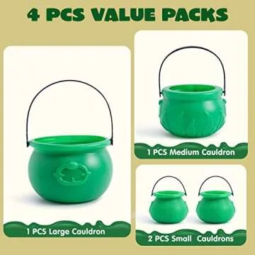 JOYIN 4PCS St.Patrick's Day Green Cauldrons Set