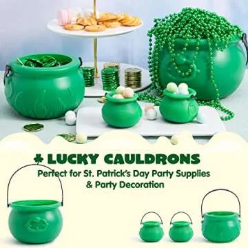 JOYIN 4PCS St.Patrick's Day Green Cauldrons Set