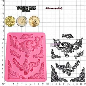 Funshowcase Flourish Scroll Lace Fondant Silicone Mold for Cake decoration, Polymer Clay Crafting Projects