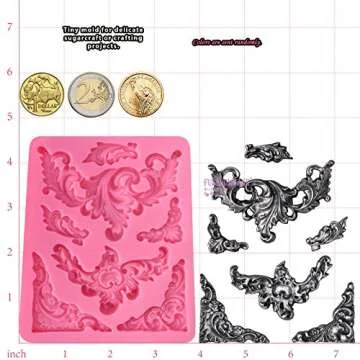Funshowcase Flourish Scroll Lace Fondant Silicone Mold for Cake decoration, Polymer Clay Crafting Projects