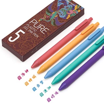 Kaco Pure Retractable Gel Ink Pens - 5-Pack for Vibrant Writing